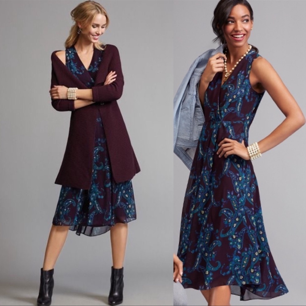 CAbi Treasure Paisley Floral Dress Size 8